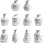 Yundu White Ceramics Bud Vase Set of 10 - Small Vases for Flowers, Vintage Vases for Centerpieces, Table Decorations for Rustic Wedding, Bud Vases in Bulk by YunduHome