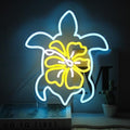 Sea Turtle Neon Sign Hibiscus LED Neon Lights for Wall Bedroom Bar Decor by CKTBLEY