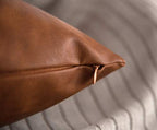 Faux Leather Throw Pillow Covers 20x20 inch Set of 2 Thick Cognac Brown Large Decorative Modern Boho Farmhouse Bedroom Living Room Square Cases for Couch Bed Sofa - Image 3