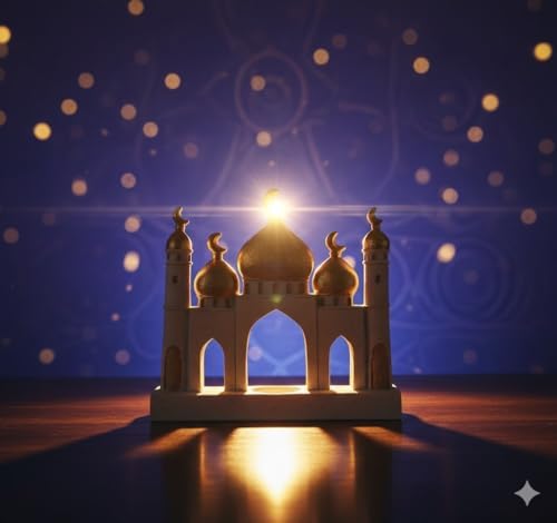 Hebdids Ramadan Eid Home Decorations for Home 2025 Gold and White Mosque Tower Islamic Eid Mubarak decore - Image 6