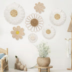 Chunful 7 Pcs Boho Wall Basket Decor Rattan Flower, Milky White by Chunful