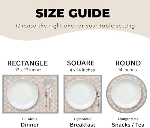 Hausattire Bamboo Placemats for Dining Table Set of 10 Washable 13x19 Rectangle Place Mats Sushi Mats for Kitchen Table Outdoor Parties Easter Farmhouse Decoration - Grey - Image 7