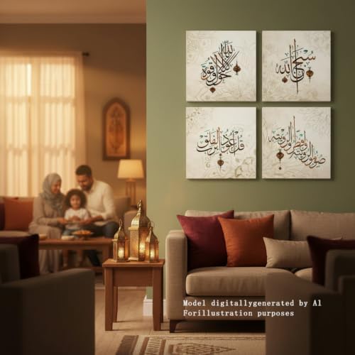 Islamic Canvas Wall Art Decor, Modern Quran Calligraphy for Living Room Set - Image 3