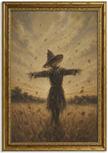 Gold Framed Scarecrow Wall Art, Autumn Farmhouse Canvas Print, 24x16 by Qzzrin