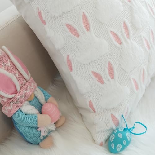 JOJUSIS Decorative Pillow Covers Pack of 4 Throw Pillowcases Faux Fur Couch Cushion Easter Rabbit 20" x 20" - Image 5