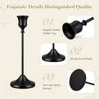 48 PCS Black Metal Taper Candle Holders Set,Brass Vintage Metal Candlestick - Image 3