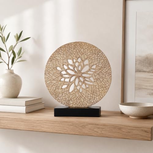 Tree of Life Decorative Sculpture, Round Openwork Tabletop Decor for Cabinet Top, Shelf, Mantel, Console Table, TV Stand and Living Room Home Decor - Image 2