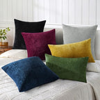 decorUhome Soft Chenille Navy Blue Throw Pillow Covers 22X22 Set of 2 - Image 3