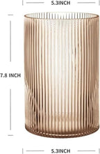 LUGBAR BH&G Decorative Ribbed Glass Hurricane Candleholder, Amber, 8" Medium - Image 3