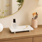 Natural Marble Tray Pedestal Stand, 8.7"x3.5" Bathroom Counter Stone Trays - Image 7