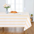 2Pack 57x120 Inch Beige and White Striped Tablecloth Waterproof Table Cloth by Fanqisi