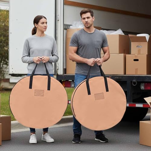30 Inch Round Storage Bag 1 Pack,Peach Pink Watercolor Waterproof Wreath Storage Container with Handles&Zipper Solid Color Closet Organizer Bags Garland Box - Image 4