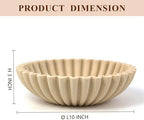 YMXYJM Large Decorative Bowl, Modern Handicraft Bowls for Home Decor, Decorative Fruit Bowl for Kitchen Counter, Ruffle Decor, Stylish Key Bowl for Entry Table, Artificial Travertine Beige - Image 2