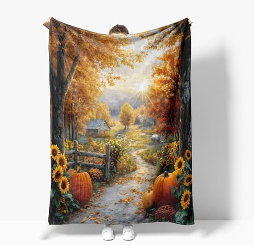 Autumn Country Road Flannel Throw Blanket 80X60in - Image 5