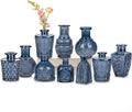 Glass Bud Vases Set of 10, Small Flower Vase in Bulk for Centerpieces, Mini Vintage Blue Vases for Rustic Wedding Vintage Home Table Decor by GnFlus