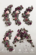 Ling's Moment 9FT Flower Garland, Eucalyptus & Rose, Deep Plum - Image 5
