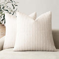 Foindtower Decorative Striped Boucle Throw Pillow Covers 20x20 Cream White by Foindtower