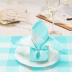 Cupuamon Buffalo Plaid Table Napkins Set of 100, 17x17 inch, Aqua and White, Polycotton Blend, Plaid Pattern - Image 7