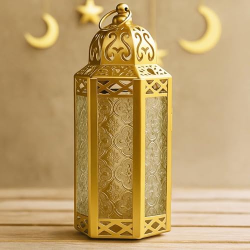 Vela Lanterns Decorative Indoor Moroccan Candle Holders, Gold, M, 2-Pack - Image 2