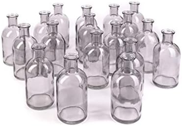 Bud Vases, Apothecary Jars, Decorative Glass Bottles, Centerpiece for Wedding Reception, Elegant Antique Decoration, Mini Flower Vases, Small Medicine Bottles for Home Decor (Smoke Gray, Set of 48) by SereneSpacesLiving