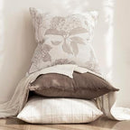 Foindtower Set of 2 Linen Floral Vintage Throw Pillow Covers Neutral Accent Decorative Cushion Covers Farmhouse Boho Home Decor for Sofa Chair Couch Bedroom Living Room,22×22 Inch,Tan Beige - Image 5