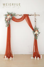 Artificial Wedding Arch Flowers Kit(Pack of 3),2Pcs Artificial Flower Arch Decor,1Pcs Sheer Drape for Wedding Ceremony Arbor for WeddingCeremony (Burnt Orange Wedding) - Image 2