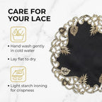 Decozen Set of 8 Doilies for Table, Lace Doilies - Rustic, Crochet, Farmhouse, Kitchen, Dining Table Centerpiece Decor - Round Christmas Placemats - 15 inch Gold Black, The Tarantino Collection - Image 4