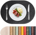 MOSAYT Vinyl Faux Leather Oval Placemats, Set of 6, Black by MOSAYT