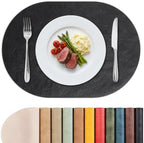 MOSAYT Vinyl Faux Leather Oval Placemats, Set of 6, Black by MOSAYT