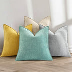 decorUhome Chenille Mineral Yellow Throw Pillow Covers 24x24 Set of 2 - Image 6