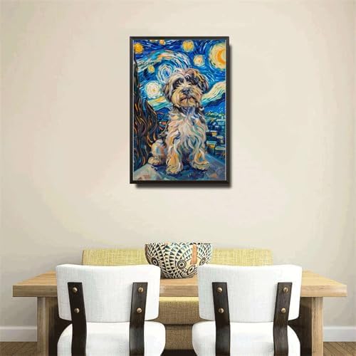 Metal Sign Tin Sign Vintage Wall Art Havanese Starry Night Havanese Fluffy Havanese in A Celestial Sky for Home Pet Area and Seasonal Displays Waterproof Aluminum 12×16 Inches with Metal Frame - Image 4