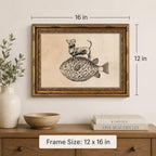 Gold Framed Dog on Fish Wall Art, Funny Animal Canvas Print, 16x12 - Image 5