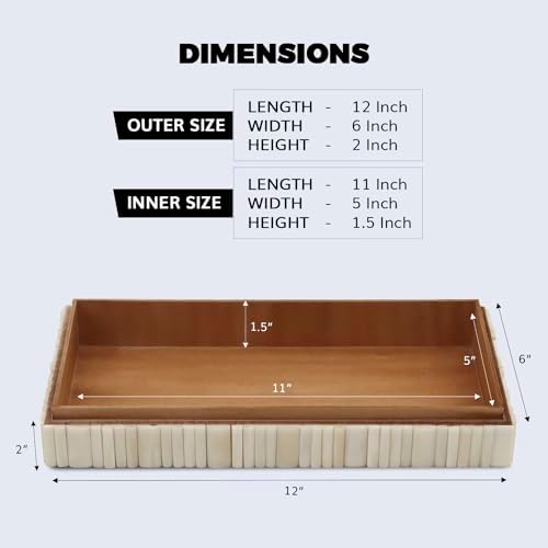 Handicrafts Home Large Decorative Storage Box 12x6– Coffee Table Organizer Box, Modern Home Décor Accent, Keepsake Memory Box, Jewelry Storage Box, Boho Decorative Box with Lid for Shelf, Mantle Decor - Image 2