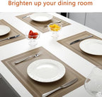 Khaki Vinyl Placemats Set of 12, Heat Resistant Table Placemats - Image 6