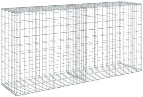 vidaXL Gabion Basket with Cover 78.7"x19.7"x39.4" Galvanized Iron - Image 7