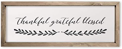 MRC Wood Products Thankful Grateful Blessed Wall Décor Sign With Frame 8x24 by MRC+Wood+Products