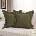 FUTEI Pack of 2 Chenille Throw Pillow Covers 18x18 Inch, Olive Green by FUTEI