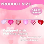14.7FT Long Valentine's Day Inflatables Hanging Flashing Pink Hearts Decorations Built-in LED Lighted Blow Up Decoration Home Yard Outdoor Indoor Garden Lawn Decor - Image 2