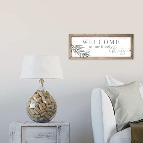 Welcome To Our Lovely Chaos Rustic Wood Wall Sign With Frame 6x18 - Image 3