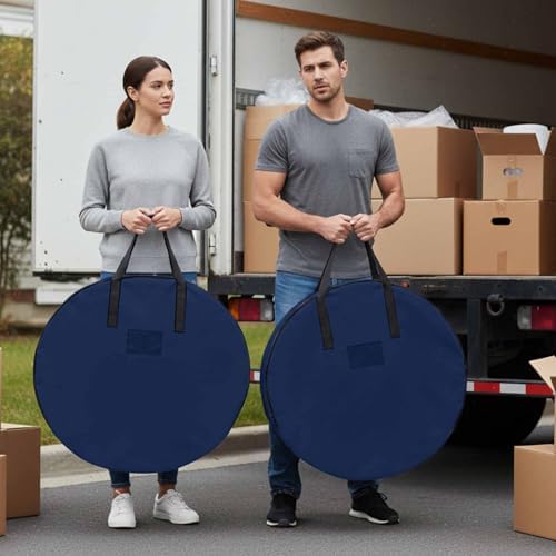 36 Inch Round Storage Bag 2 Pack,Modern Solid Color Navy Blue Waterproof Wreath Storage Container with Handles&Zipper Minimalist Pure Bleu Marine Closet Organizer Bags Garland Box by Unknown