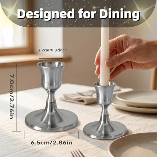 Silver Wine Glass Metal Candlestick Holders - Vintage Modern Metal Taper Candle Holders, Decorative Centerpiece for Table Mantel, Wedding Kitchen Home Decor, Wedding Gift,18Pcs - Image 5