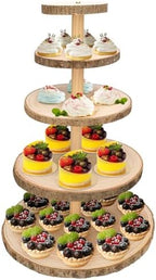 Ayfjovs 5 Tier Round Wooden Cupcake Stand Detachable Display Holder for Wedding Party by Ayfjovs