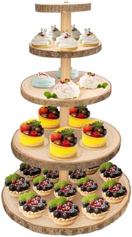 Ayfjovs 5 Tier Round Wooden Cupcake Stand Detachable Display Holder for Wedding Party by Ayfjovs
