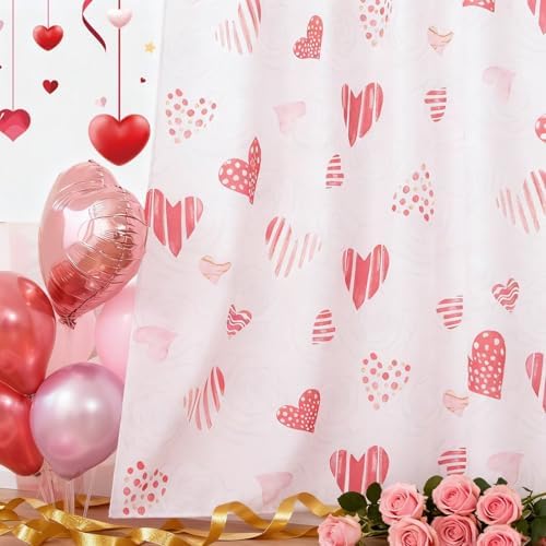 youleyar Valentine's Day Curtains for Living Room, 84 Inch Length Red Heart Rose Printed Pattern Curtain, Rod Pocket Window Drapes Decorations for Bedroom Dining Room Drapes, 52W x 84L - Image 7