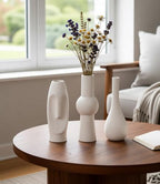 Ceramic Vase Set of 3 White Home Decor Modern Farmhouse Style Living Room Ornament Dining Table Room Pottery Small Vases for Dried Flowers - Image 7