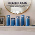 Homemory Blue Flameless LED Pillar Candles with Remote Timer, Set of 9 - Image 7