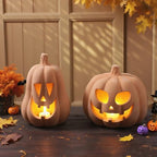 Tioncy Halloween Decor Terracotta Jack O Lantern Pumpkin Decor,Orange by Tioncy