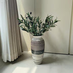 12.6" Tall Vintage Ceramic Rustic Farmhouse Vase (Half Skipcut Brown) - Image 4