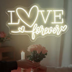 Love Forever Heart Neon Sign, Wedding Party LED Neon Light Valentine's Day Wedding Backdrop Decor Gift For Lover Valentine's Day Gift, LED Romantic Light, Couple Space Accent-Warm White-16.5" - Image 2