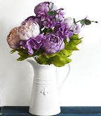FiveSeasonStuff Dusty Purple & Greenery Artificial Peony Set of 2 - Image 2